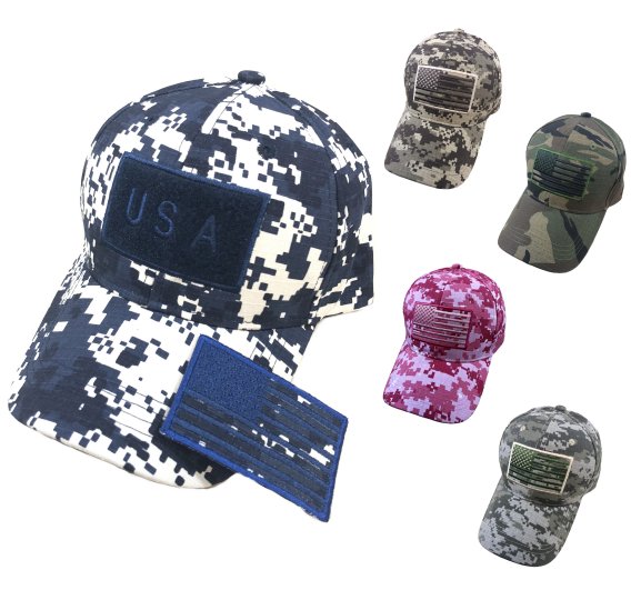 Detachable Patch Hat/FLAG 100% Cotton Camo [USA]